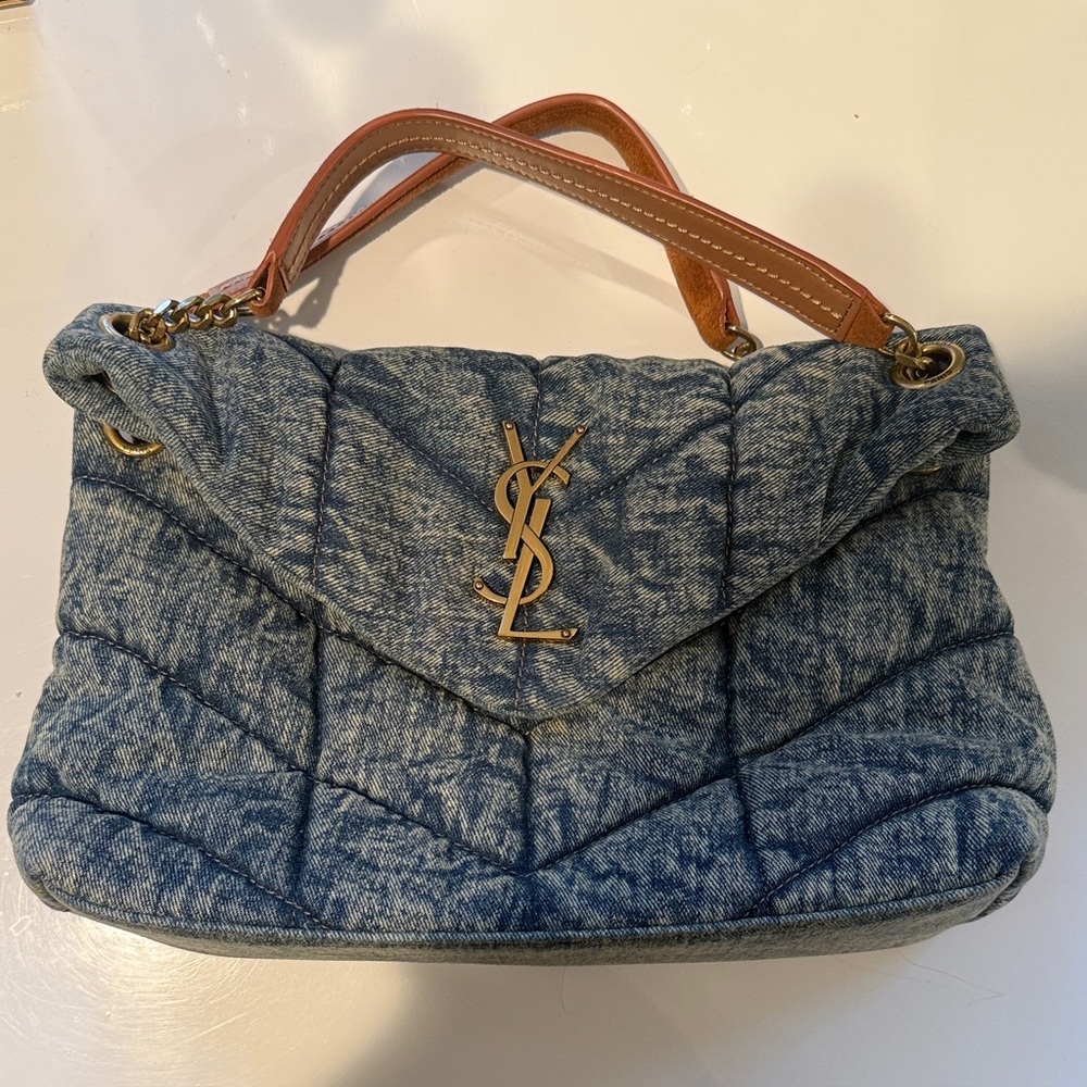 Yves Saint Laurent Denim Quilted Shoulder Bag